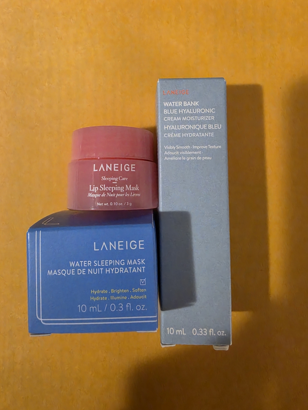 LANEIGE Water & Lip Sleeping Mask Set and Water Bank Blue Hyaluronic cream